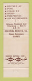Matchbook Cover - Old Stage Motor Lodge Colonial Heights VA