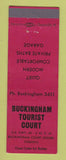 Matchbook Cover - Buckingham Tourist Court Buckingham Court House VA