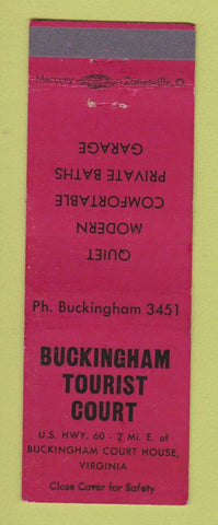 Matchbook Cover - Buckingham Tourist Court Buckingham Court House VA