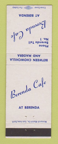 Matchbook Cover - Berenda Cafe CA