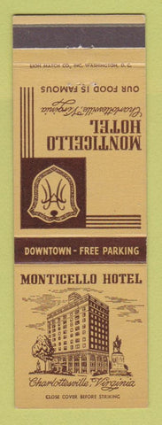 Matchbook Cover - Monticello Hotel Charlottesville VA
