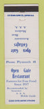 Matchbook Cover - Open Gate Restaurant Cottages Plymouth MA? low phone #
