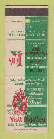 Matchbook Cover - Pigalley Leb's Jacksonville FL Atlanta GA
