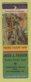 Matchbook Cover - John Fabian Eggs Pittsburgh PA WORN