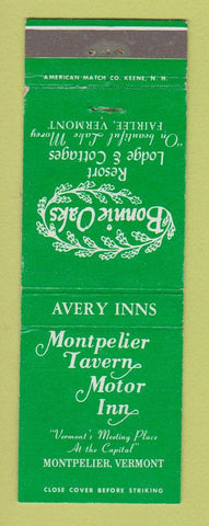 Matchbook Cover - Montpelier Tavern Motor Inn VT