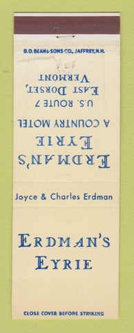 Matchbook Cover - Erdman's Eyrie East Dorset VT WEAR