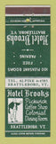Matchbook Cover - Hotel Brooks Brattleboro VT DD Bean