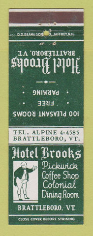 Matchbook Cover - Hotel Brooks Brattleboro VT DD Bean