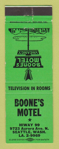 Matchbook Cover - Boone's Motel Seattle WA