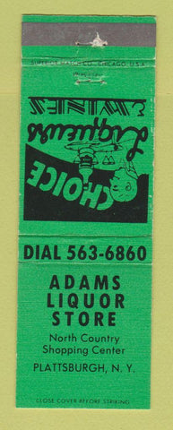 Matchbook Cover - Adams Liquor Store Plattsburgh NY