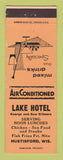 Matchbook Cover - Lake Hotel Husitisford WI