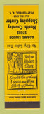 Matchbook Cover - Adams Liquor Store Plattsburgh NY YELLOW