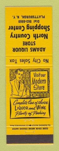 Matchbook Cover - Adams Liquor Store Plattsburgh NY YELLOW