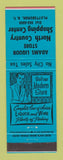 Matchbook Cover - Adams Liquor Store Plattsburgh NY BLUE