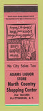 Matchbook Cover - Adams Liquor Store Plattsburgh NY PINK