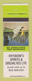 Matchbook Cover - Sryskow's Sports Specialties Slave Lake AB WEAR