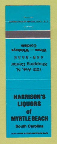Matchbook Cover - Harrison's Liquors Myrtle Beach SC BLUE