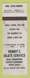 Matchbook Cover - Henry's Skate Service Hockey ice skating Winnipeg MB