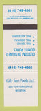 Matchbook Cover - Gib San Pools swimming Weston ON