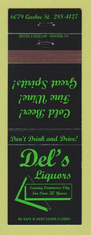 Matchbook Cover - Del's Liquors Commerce City Colorado