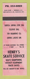 Matchbook Cover - Henry's Skate Service Hockey ice skating Winnipeg MB