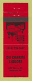 Matchbook Cover - Du Charme Liquors Delavan WI