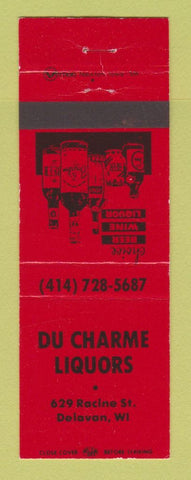 Matchbook Cover - Du Charme Liquors Delavan WI