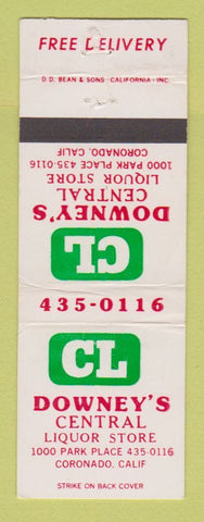 Matchbook Cover - Downey's Central Liquor Store Coronado CA WEAR