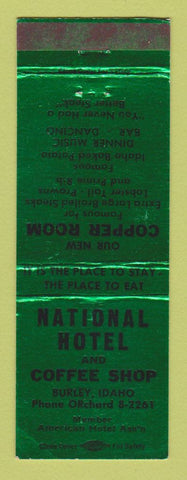 Matchbook Cover - National Hotel and Coffee Shop Burley ID