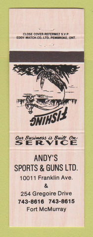 Matchbook Cover - Andy's Spots and Guns Fort McMurray AB