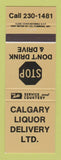 Matchbook Cover - Calgary Liquor AB GOLD