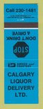 Matchbook Cover - Calgary Liquor AB BLUE