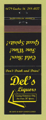 Matchbook Cover - Del's Liquors Commerce City Colorado
