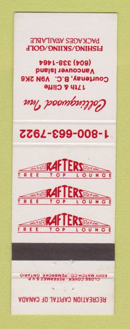 Matchbook Cover - Rafters Tree Top Lounge Collingwood Inn Courtenay BC