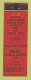 Matchbook Cover - Main Wine Liquor Paterson NJ WEAR