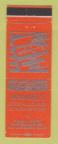 Matchbook Cover - Manuel's Cocktail Lounge Liquor San Luis Obispo CA