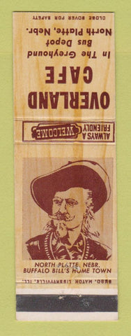 Matchbook Cover - Overland Cafe North Platte NE Buffalo Bill