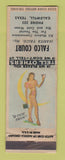 Matchbook Cover - Falco Court Motel Caldwell TX pinup WORN