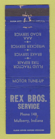 Matchbook Cover - Rex Bros Service auto repair Mulberry IN WORN