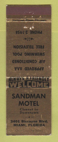 Matchbook Cover - Sandman Motel Miami FL