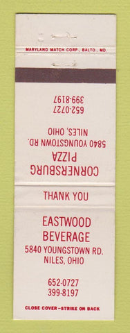 Matchbook Cover - Cornersburg Pizza Eastwood Liquor Niles OH
