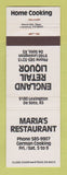 Matchbook Cover - England Liquor De Soto KS Maria's Restaurant German