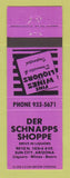 Matchbook Cover - Der Schnapps Shoppe Sun City AZ liquor