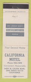 Matchbook Cover - California Motel San Diego CA