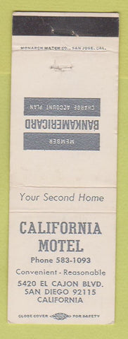 Matchbook Cover - California Motel San Diego CA