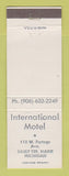 Matchbook Cover - International Motel Sault Ste Marie MI