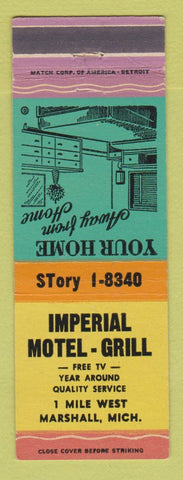 Matchbook Cover - Imperial Motel Grill Marshall MI