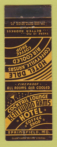 Matchbook Cover - Hotel Dale Kentwood Arms Springfield MO Coffeyville KS