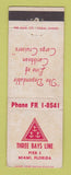 Matchbook Cover - Three Bays Line Miami FL WEAR
