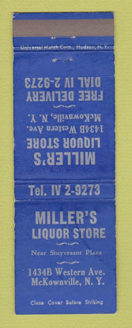 Matchbook Cover - Miller's Liquor Store McKownville NY WORN